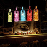 Colorful Glass Bottle Shape Bar Pendant Light