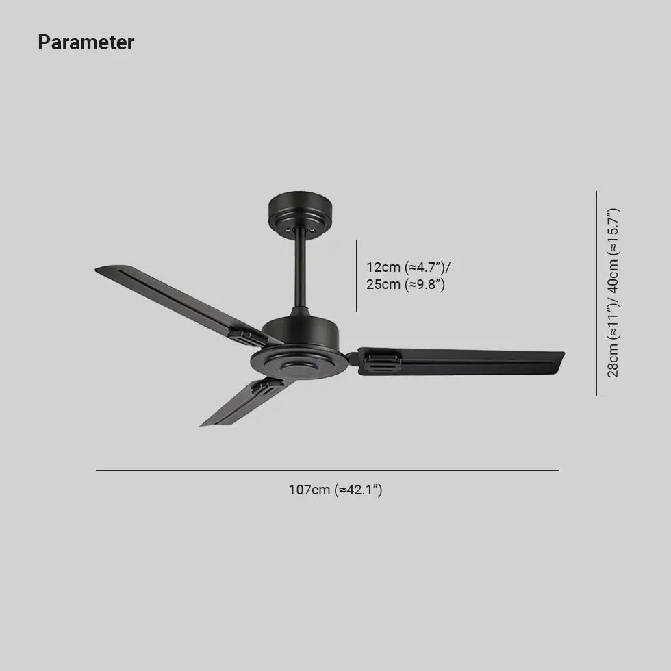 Black Three-Blade Industrial Dining Ceiling Fan