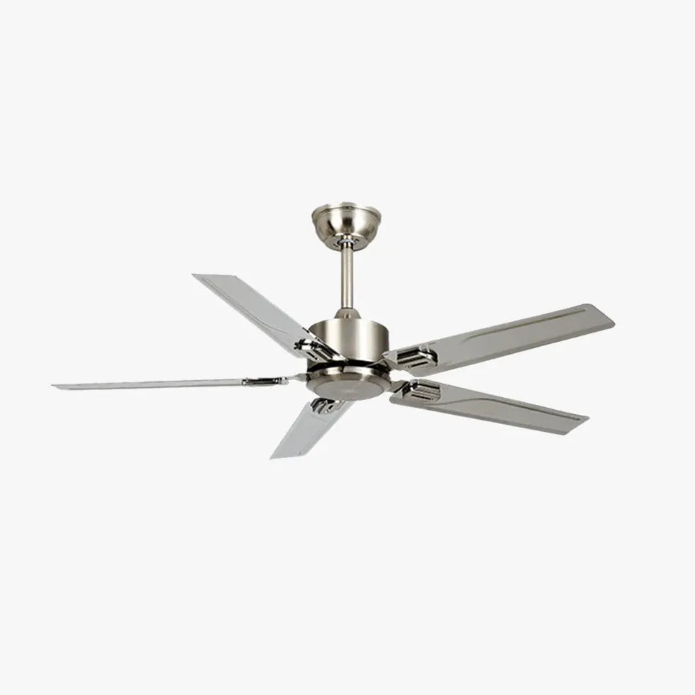 Silver Five-Blade Metallic Industrial Ceiling Fan