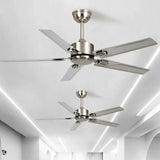 Silver Five-Blade Metallic Industrial Ceiling Fan