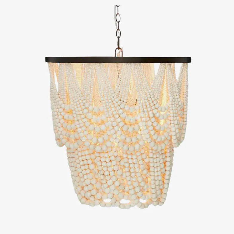 Multi-Layer Beaded Design Wooden Chandelier