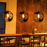 Globe-Shaped Black Frame Dining Room Pendant Light