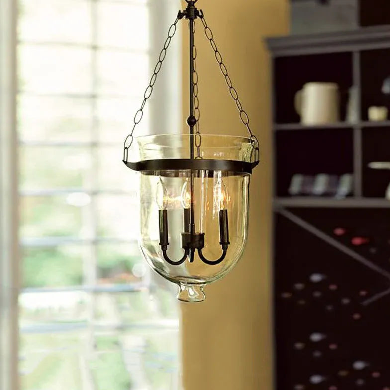 Bell Chain Glass Industrial Pendant Light