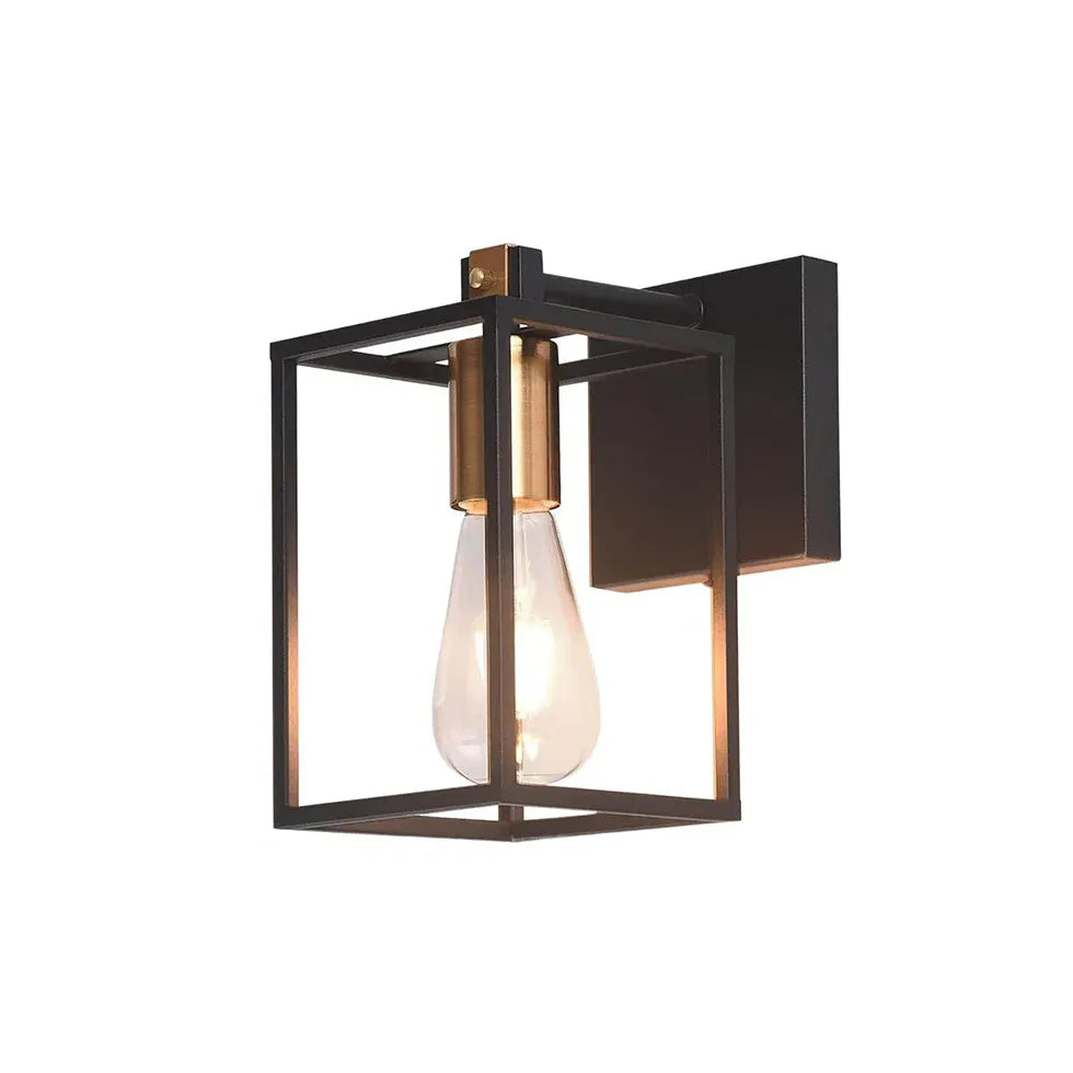 Lantern Black Industrial Bathroom Wall Lights