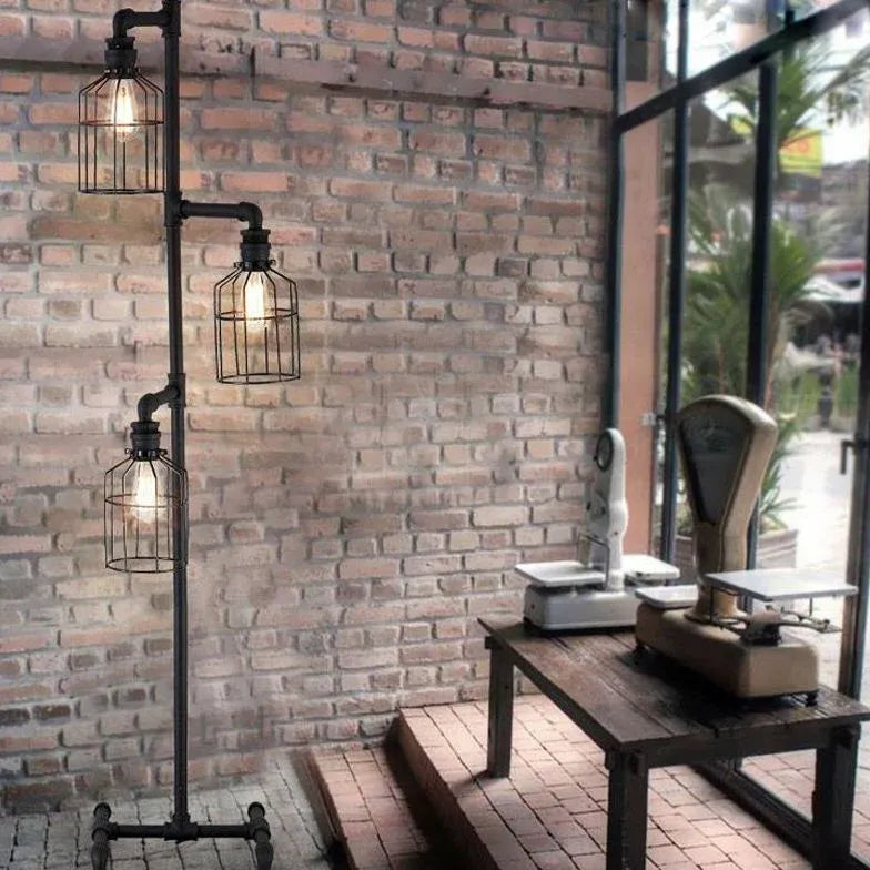 Three-Tier Lantern Design Industrial Floor Lamp