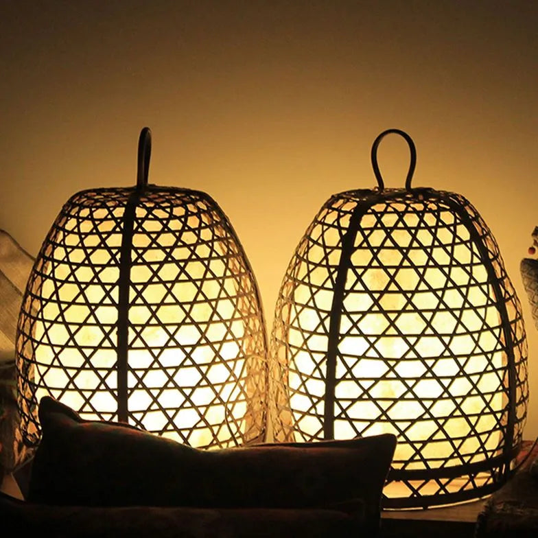 Woven Lantern Design Outdoor Floor Lamp