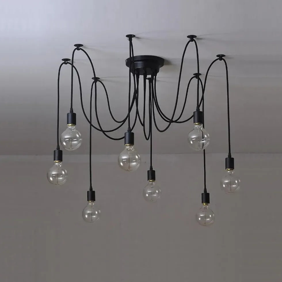 Multi-Light Spider Web Black LED Chandelier