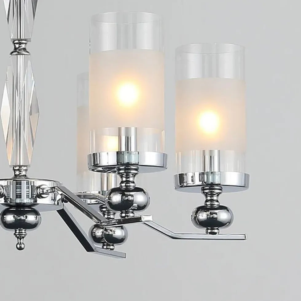 Cylindrical Shade Silver Modern Glass Chandelier