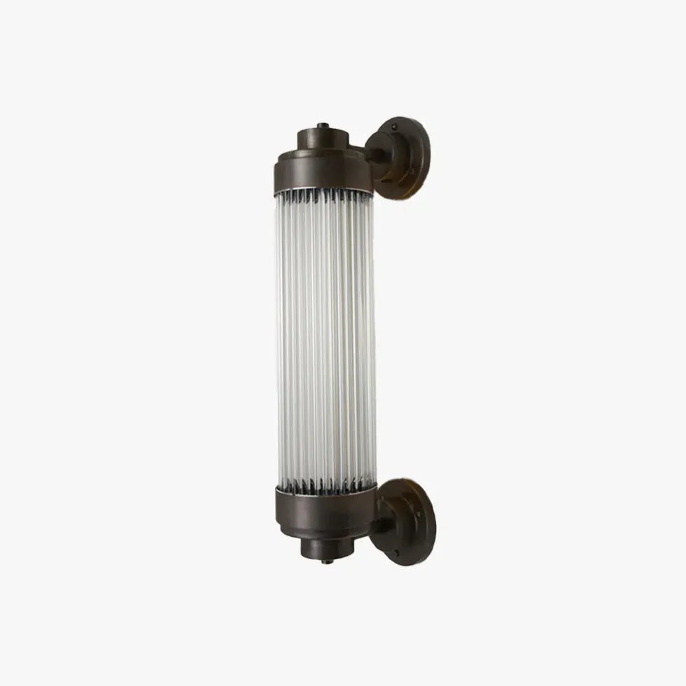 Ribbed Glass Wall Light Outdoor Black