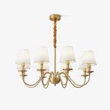 Multi-Light White Shade Gold Vintage Chandelier