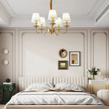 Multi-Light White Shade Gold Vintage Chandelier