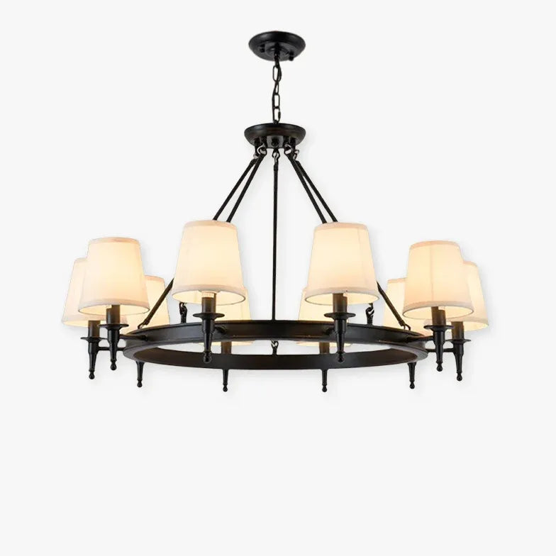 Multi-Light Fabric Shade Industrial Living Room Chandelier