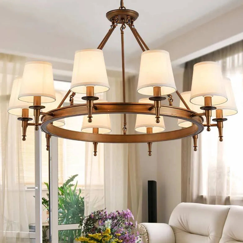 Multi-Light Fabric Shade Industrial Living Room Chandelier