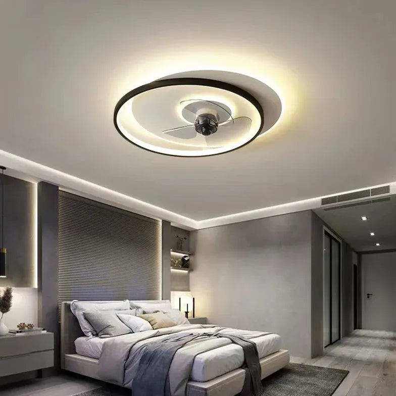 Black and White LED Modern Bedroom Fan Light