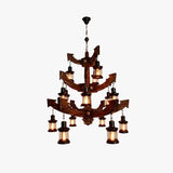 Multi-layer Wooden Vintage Structure Chandelier