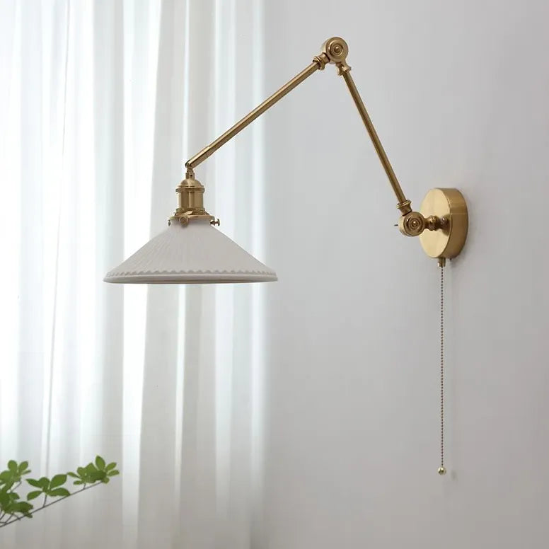 Porcelain Wall Light Brass Vintage