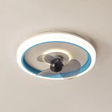 Blue Round LED Bedroom Fan Light