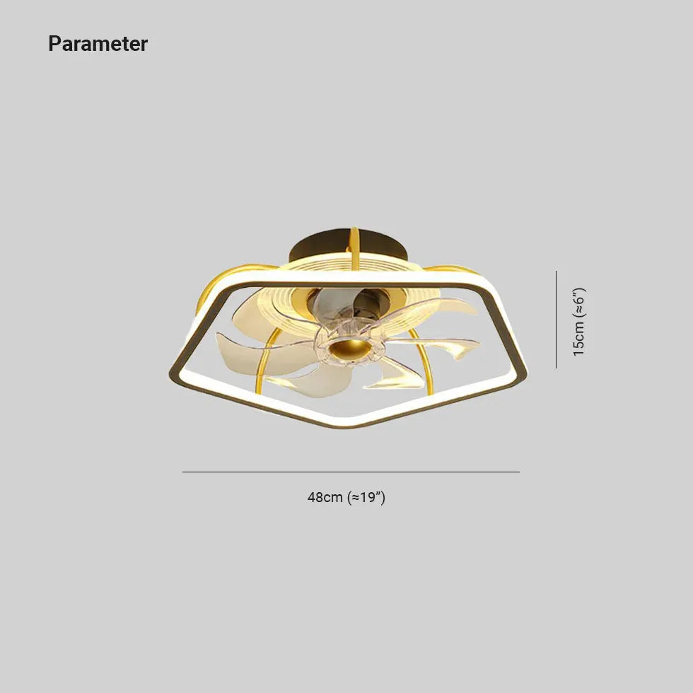 Pentagon Gold LED Bedroom Fan Light