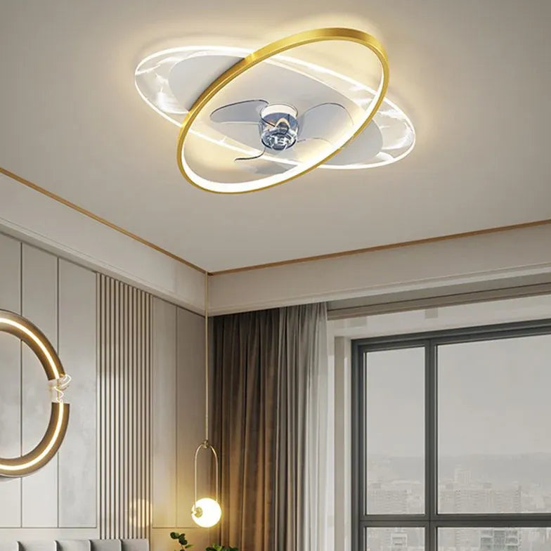 Flat Oval Modern Bedroom Fan Light