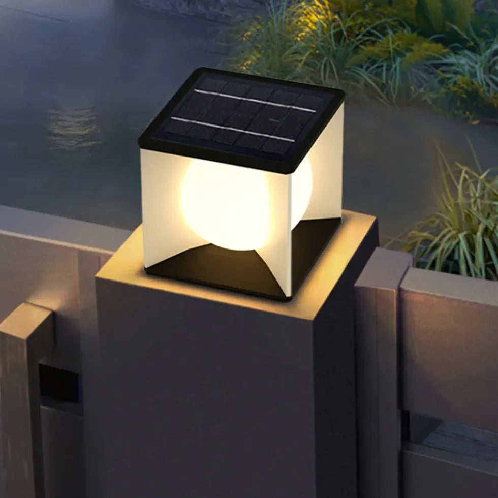 Cube Globe Solar Fence Pillar Lights