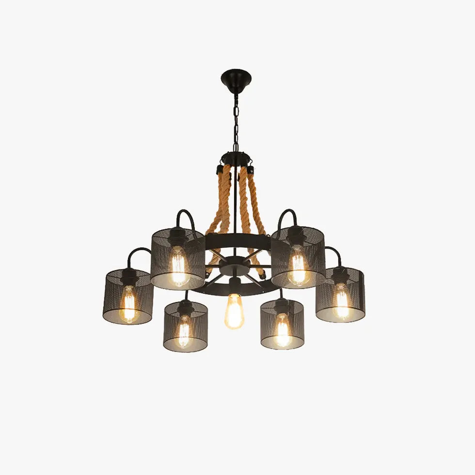 Disc-Shaped Black Rope Industrial Pendant Light