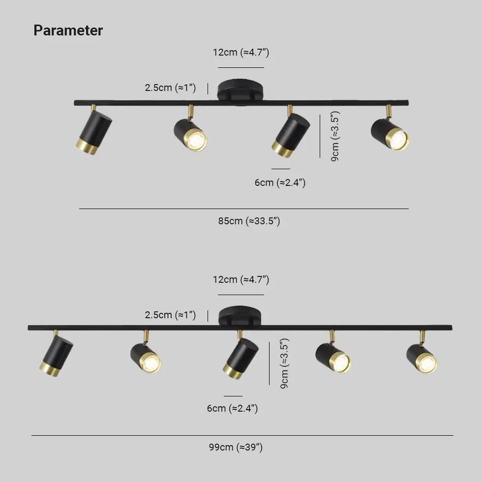 Adjustable Multiple Black Metal Light Heads