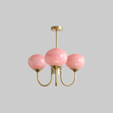 Pink Globe Glass Minimalist Chandelier