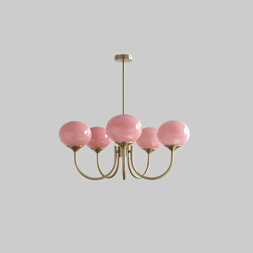 Pink Globe Glass Minimalist Chandelier