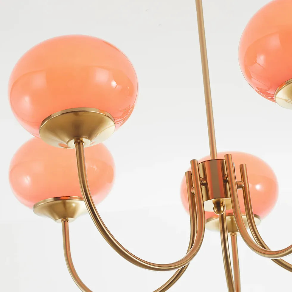 Pink Globe Glass Minimalist Chandelier