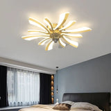 Luxury Flower-Shaped LED Modern Ceiling Fan Light