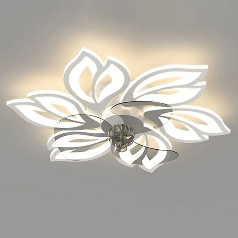 Luxury Flower-Shaped LED Modern Ceiling Fan Light