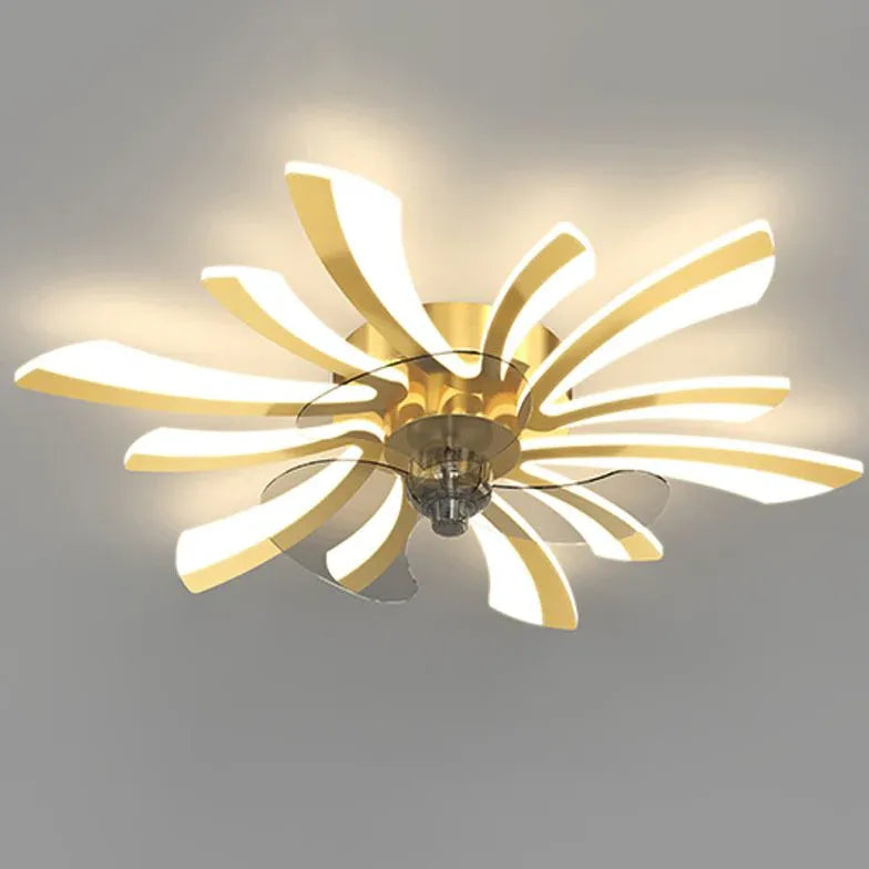 Luxury Flower-Shaped LED Modern Ceiling Fan Light