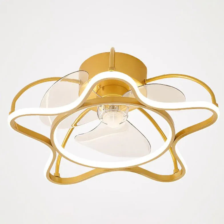 Flower Shaped Gold LED Fan Pendant Light