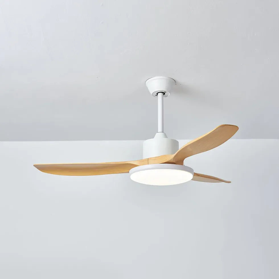 Faux Wood Modern Living Room Fan Light