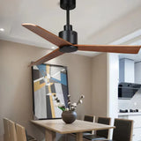 Three-Blade Walnut Color Simple Kitchen Fan Light