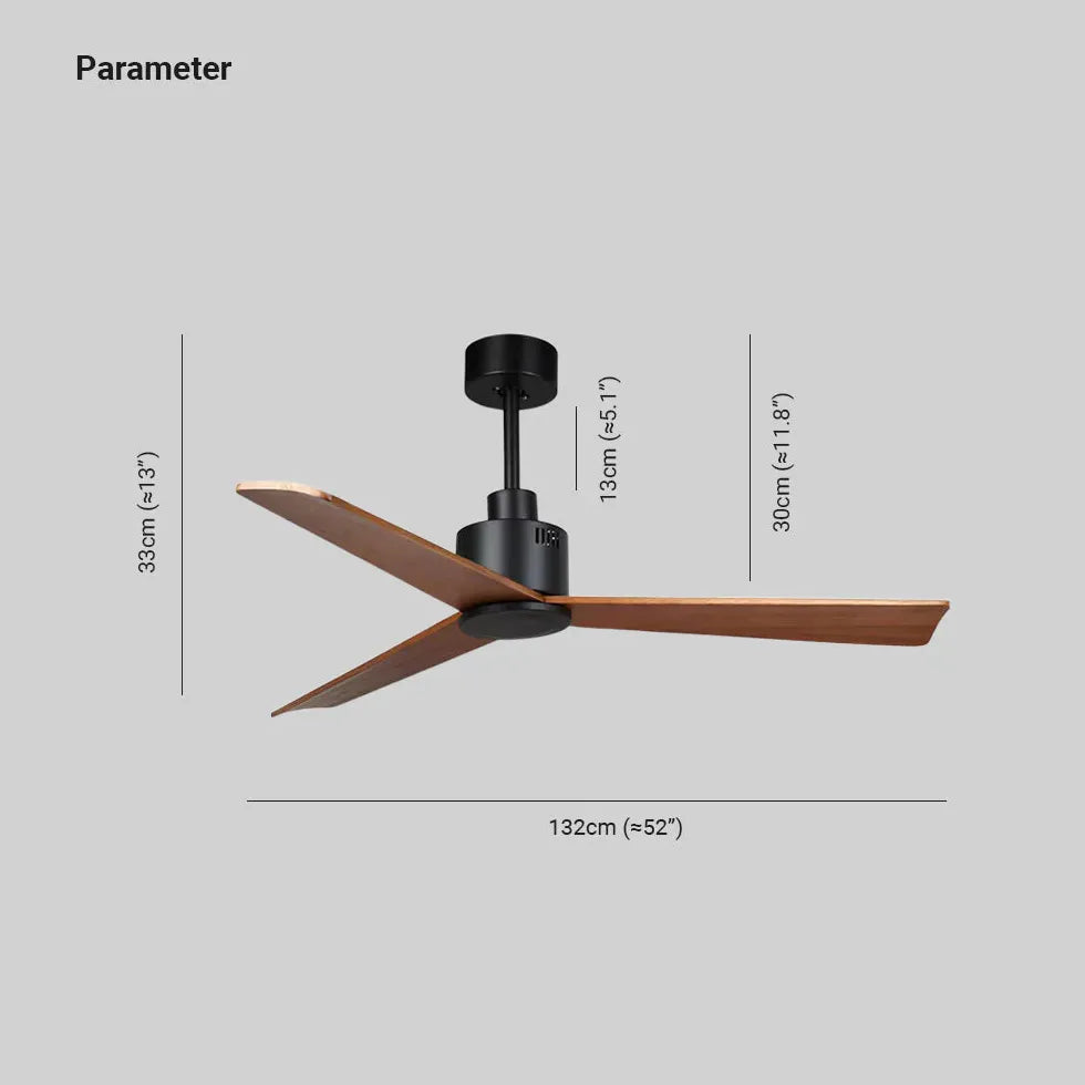 Three-Blade Walnut Color Simple Kitchen Fan Light