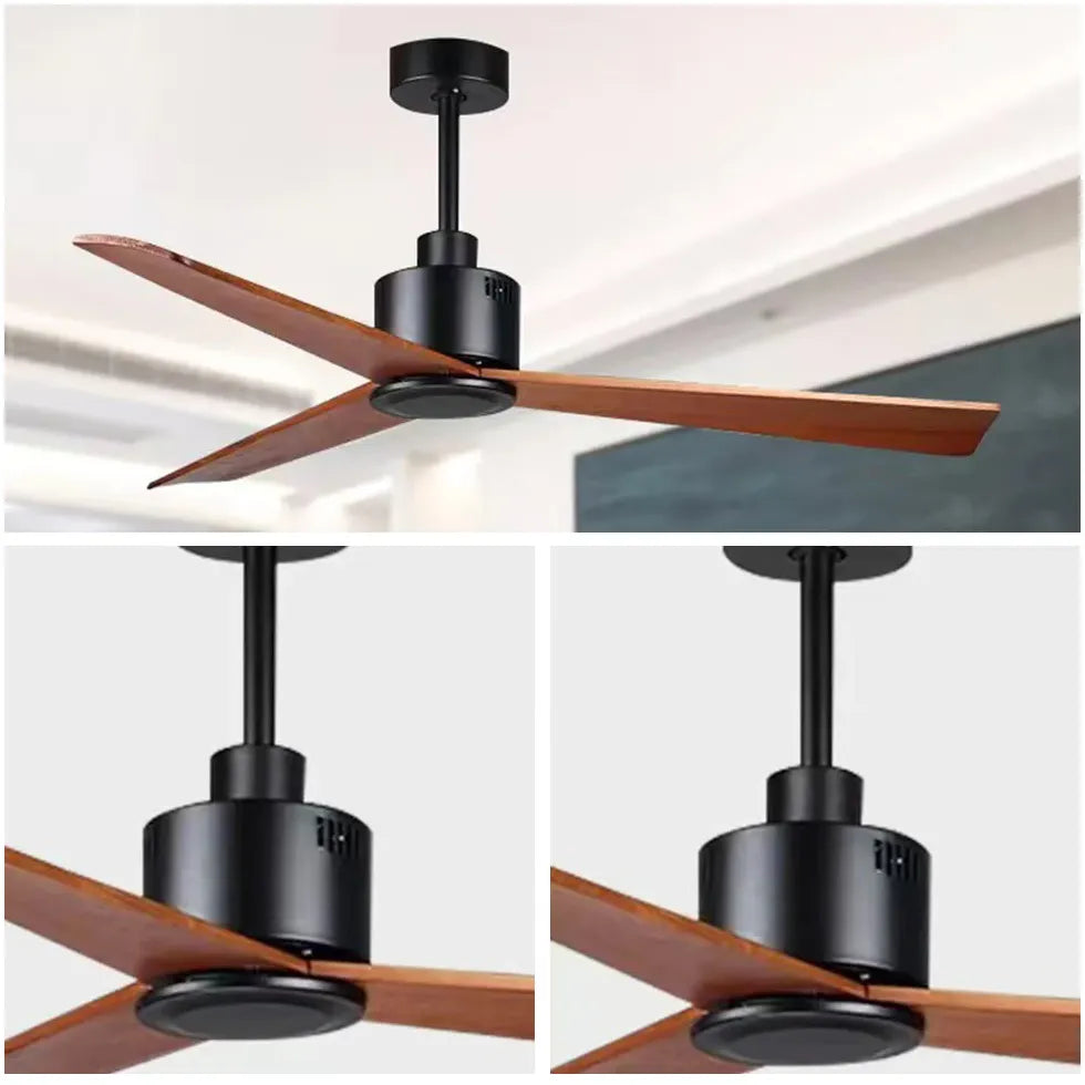 Three-Blade Walnut Color Simple Kitchen Fan Light