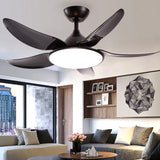 Streamlined White Modern Living Room Fan Light