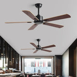 Five Leaf Wooden Vintage Restaurant Ceiling Fan Light