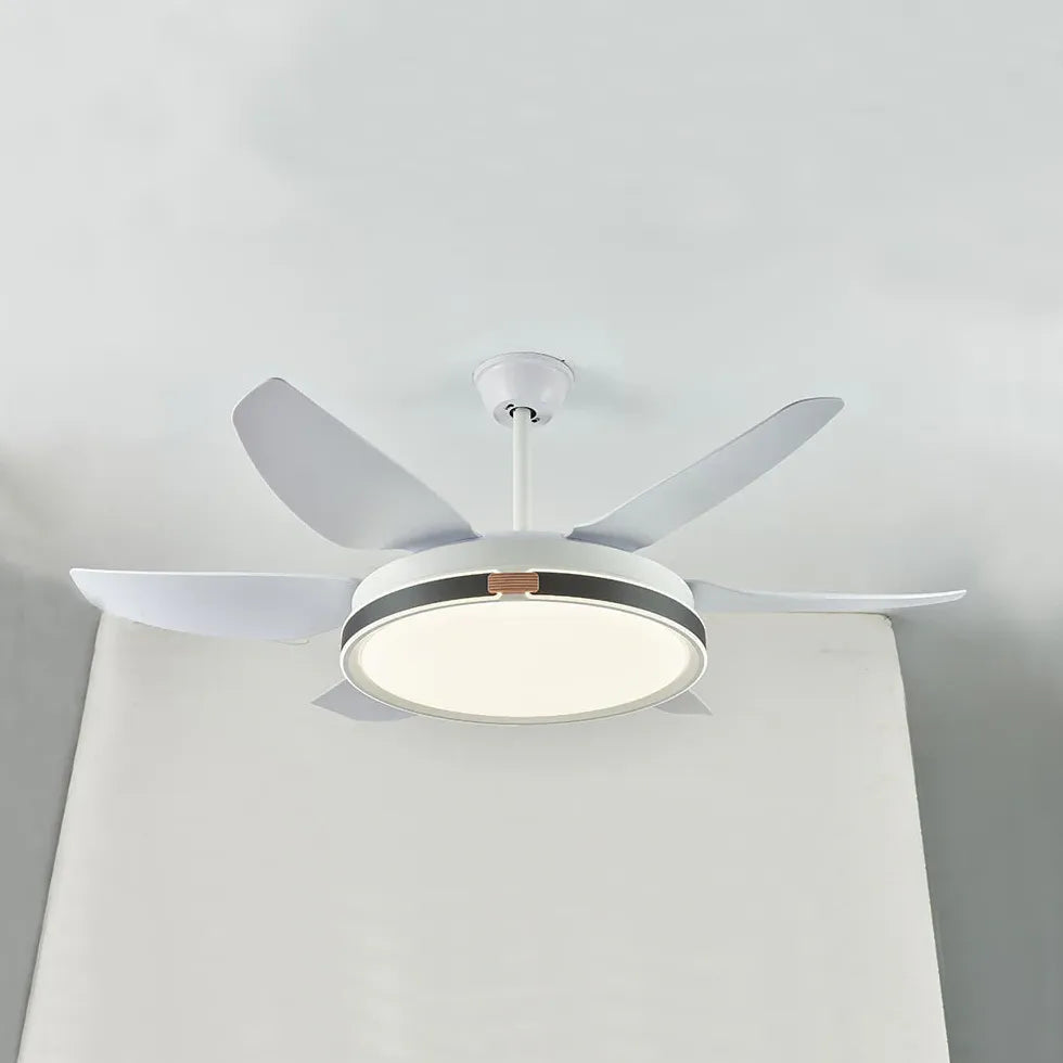 White Metal LED Modern Fan Light