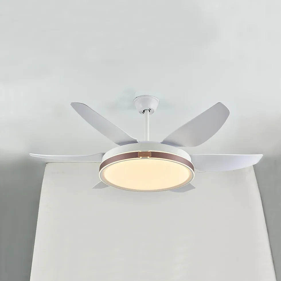 White Metal LED Modern Fan Light