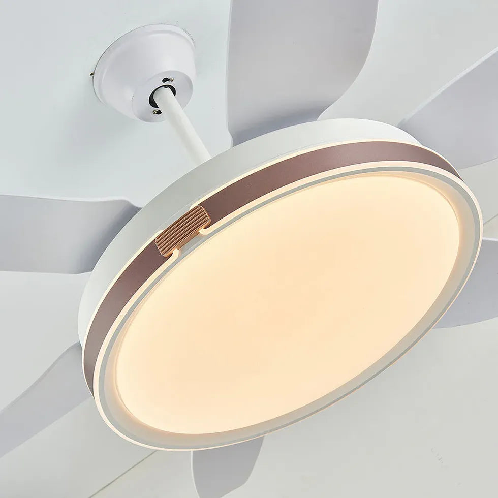 White Metal LED Modern Fan Light