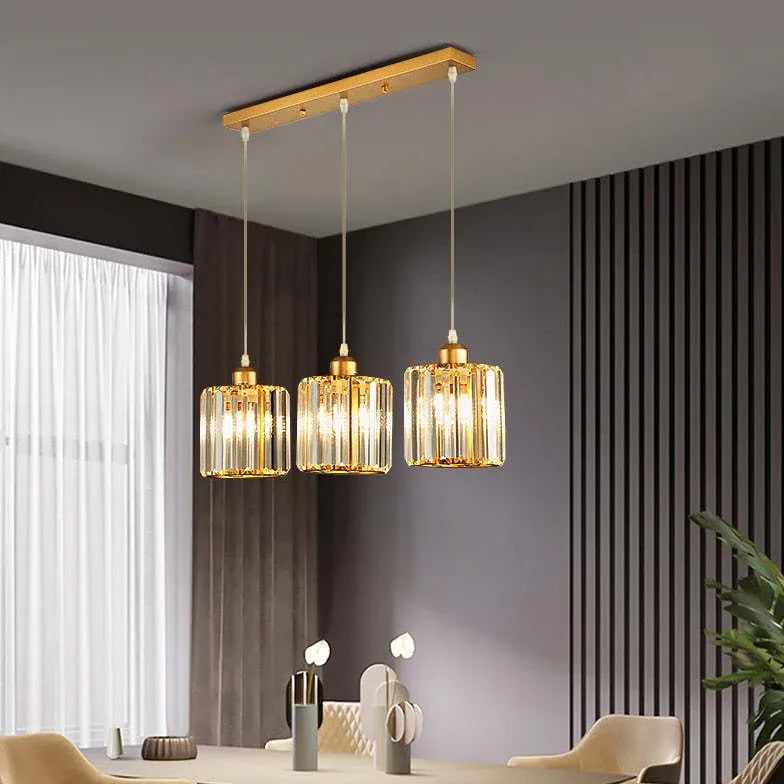 Transparent Cylindrical Glass Pendant Light