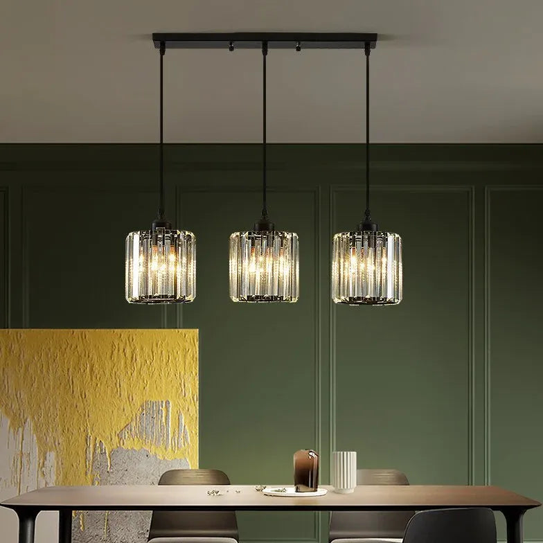 Transparent Cylindrical Glass Pendant Light