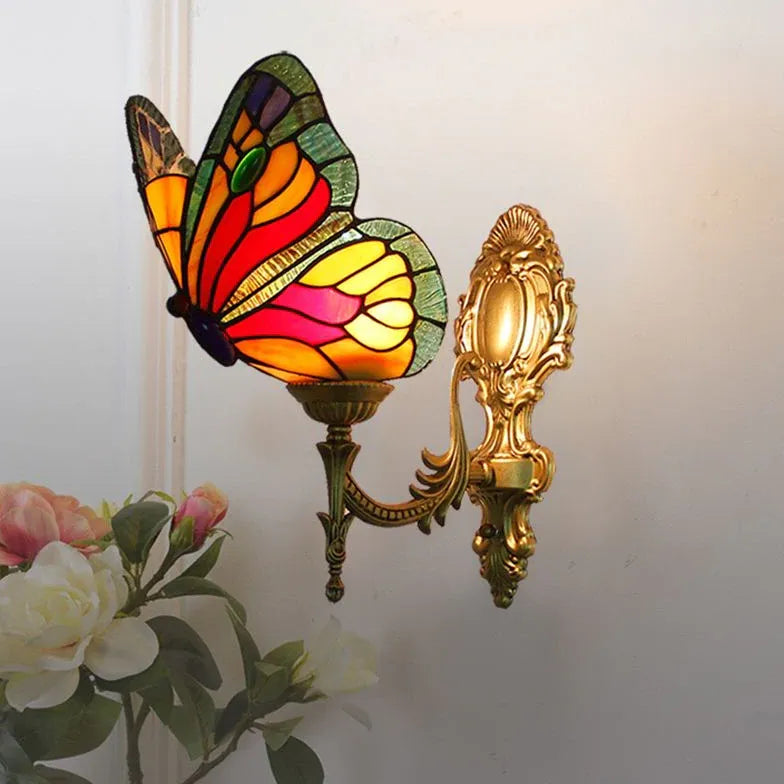 Tiffany Wall Sconce Butterfly Glass