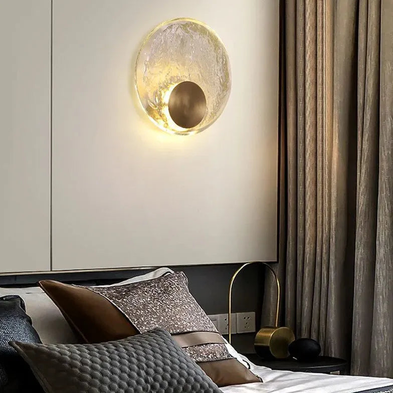 Ripple Crystal Round Gold Wall Lights