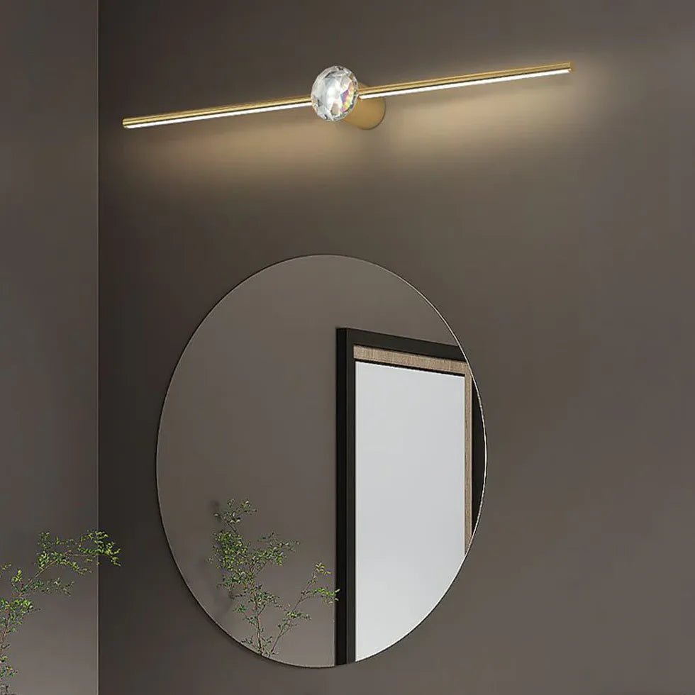 Gold Linear Crystal Bathroom Mirror Lights