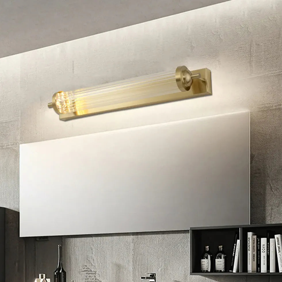 Ribbed Wall Light Bathroom Gold