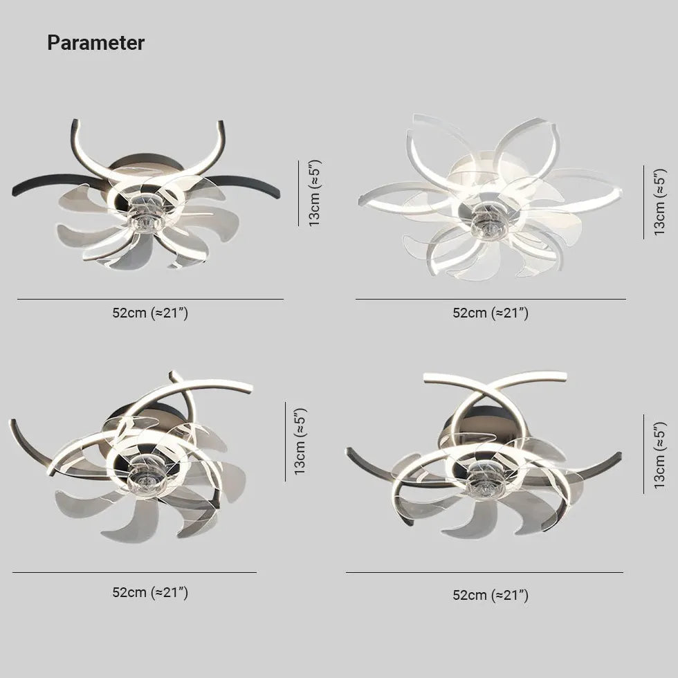 Half-Ring Adjustable Ceiling Fan with Light