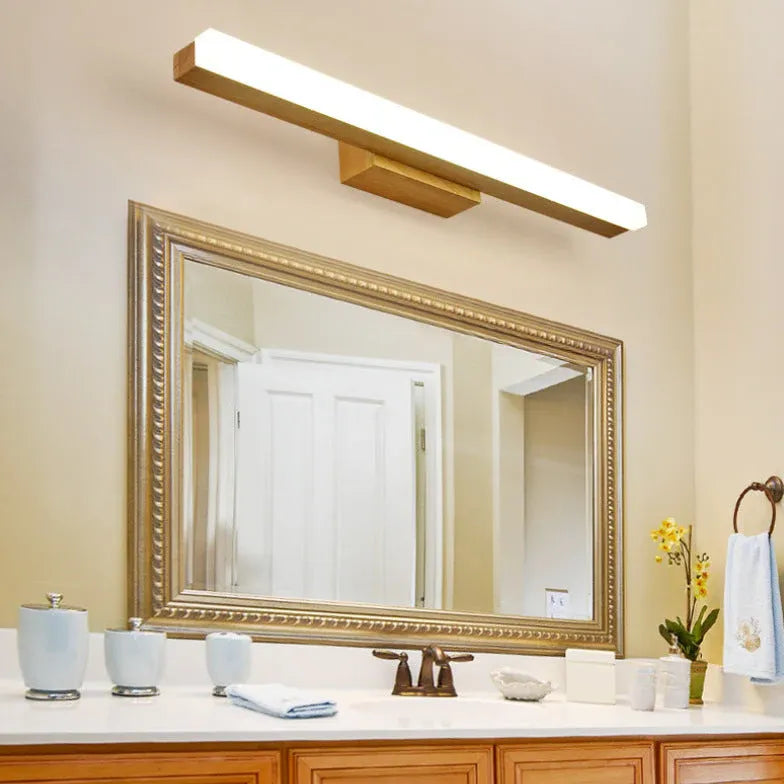 Concise Wooden Modern Bathroom Mirror Lights